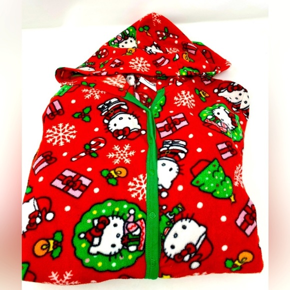Women’s Hello Kitty Holiday Hooded Footed Onesie Size Small - Picture 1 of 5